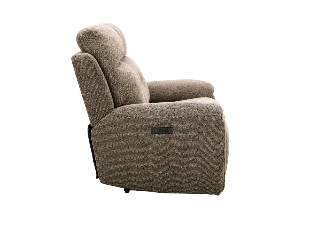 Canapé droit relax électrique 2 places en velours texturé marron PATRICIA - DécoInParis