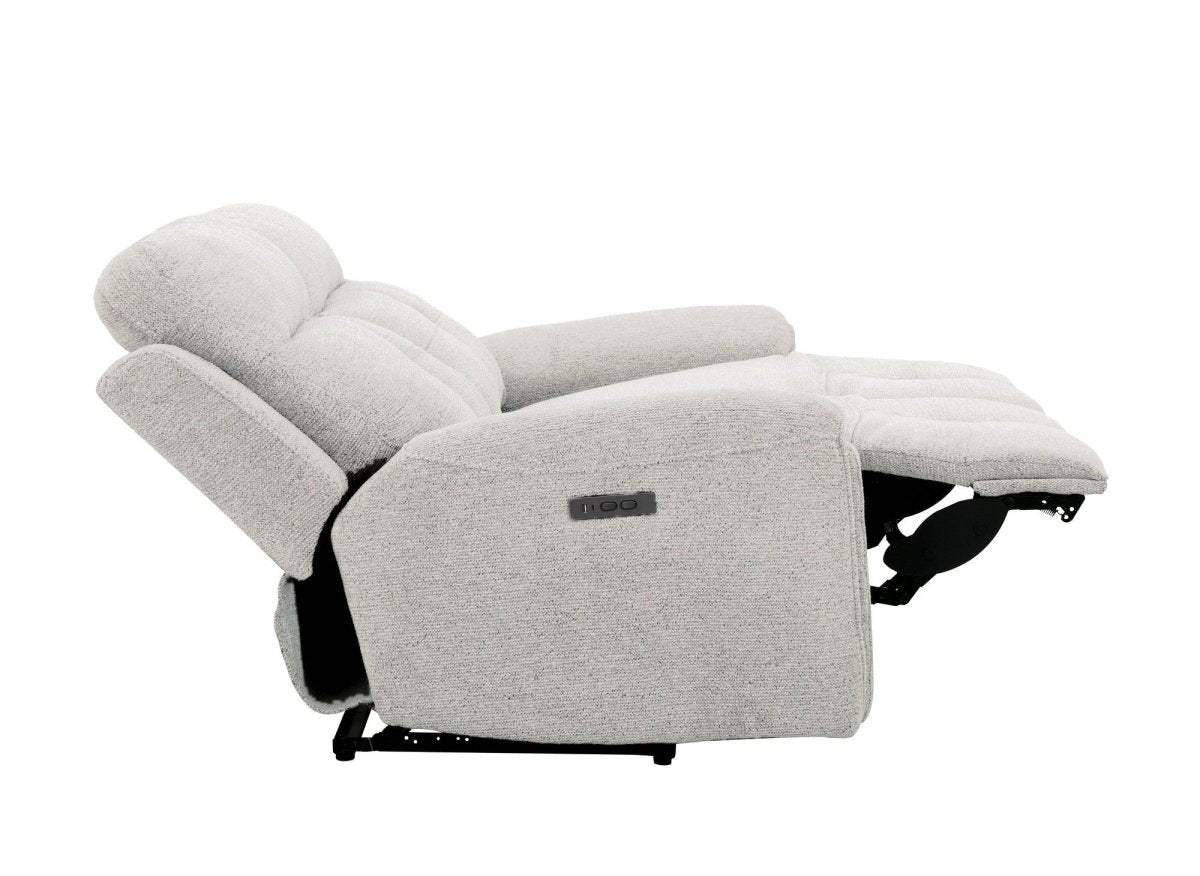 Canapé droit relax électrique 3 places en velours texturé beige PATRICIA - DécoInParis