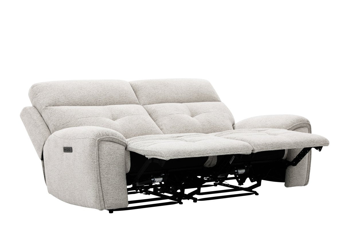 Canapé droit relax électrique 3 places en velours texturé beige PATRICIA - DécoInParis