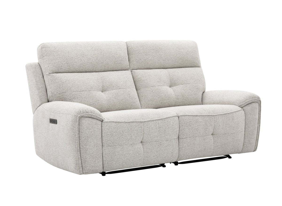 Canapé droit relax électrique 3 places en velours texturé beige PATRICIA - DécoInParis