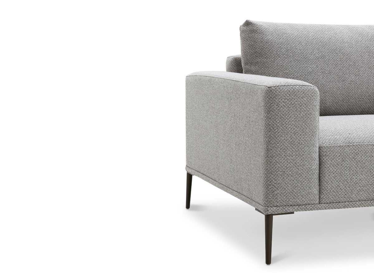 Canapé fixe 2 places en tissu gris clair ARNOLD - DécoInParis