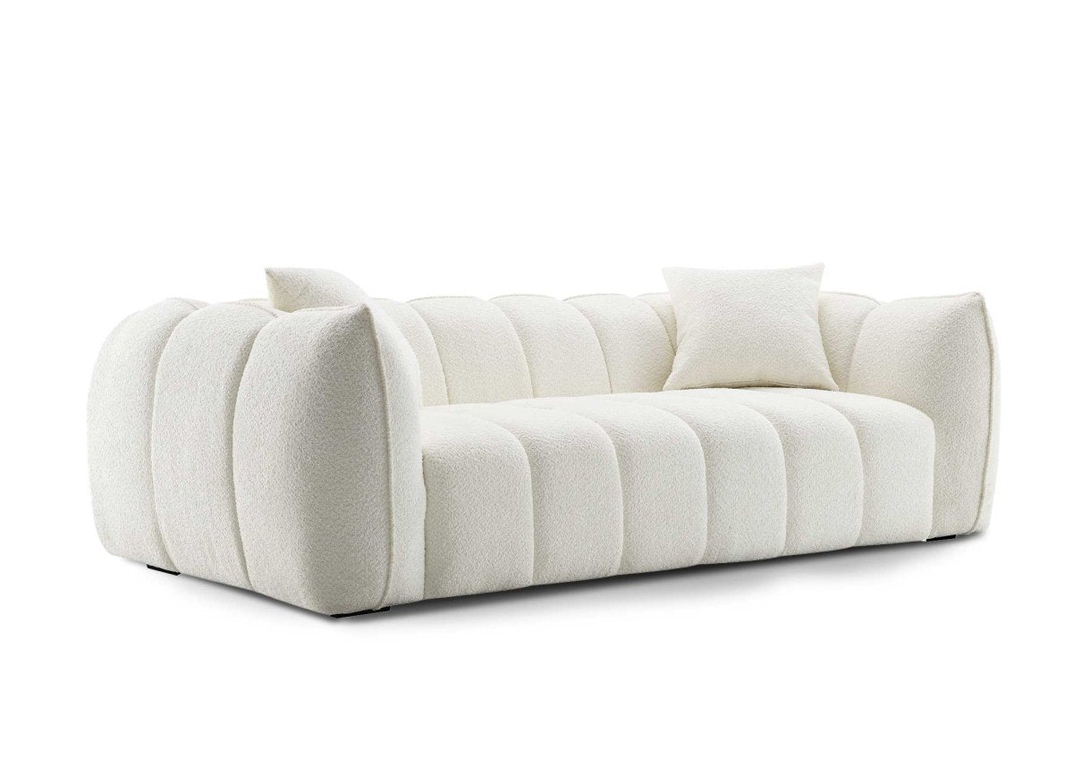 Canapé fixe 3 places effet peau de mouton écru ALISSA - DécoInParis