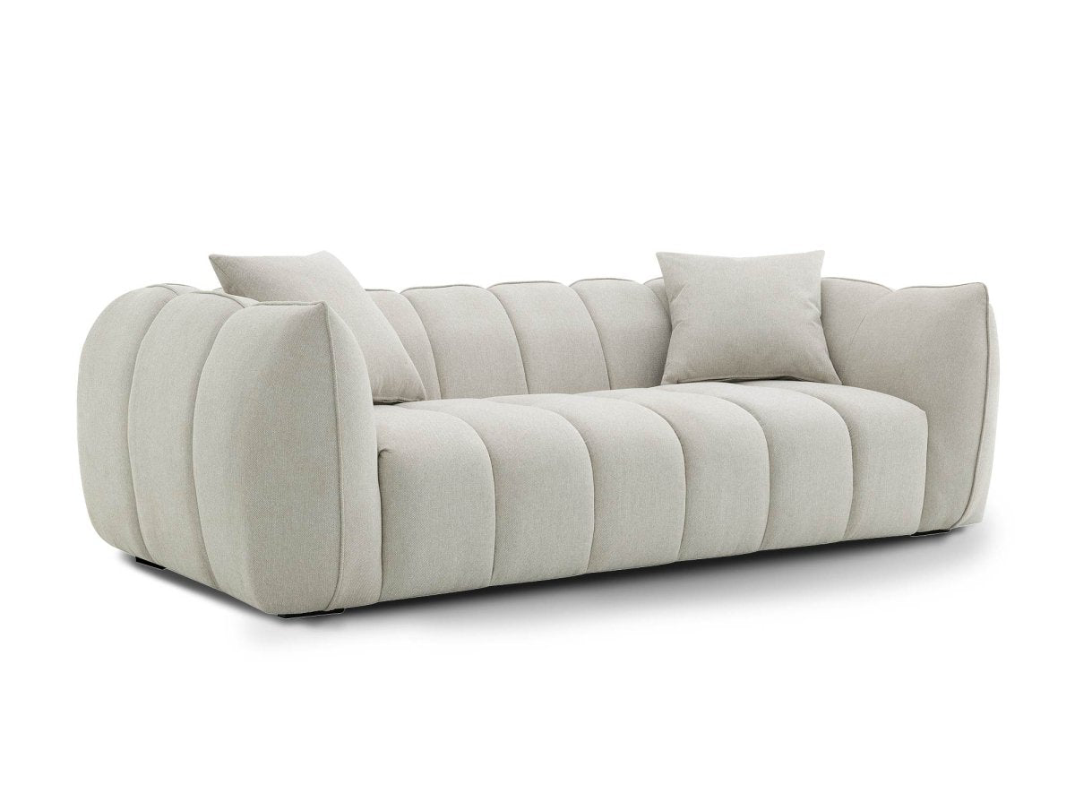 Canapé fixe 3 places en tissu beige ALISSA - DécoInParis