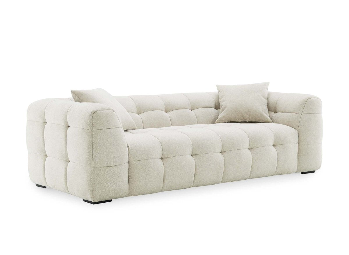 Canapé fixe 3 places en tissu beige BELLA - DécoInParis