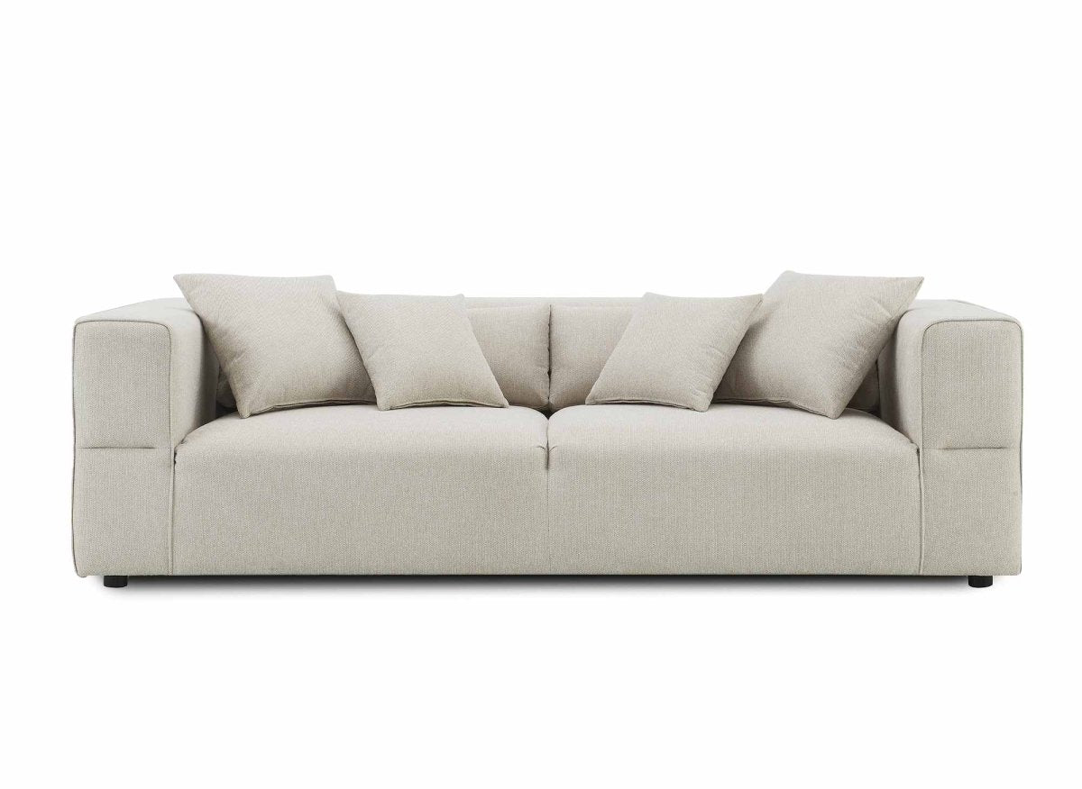 Canapé fixe 3 places en tissu beige EVELYNE - DécoInParis