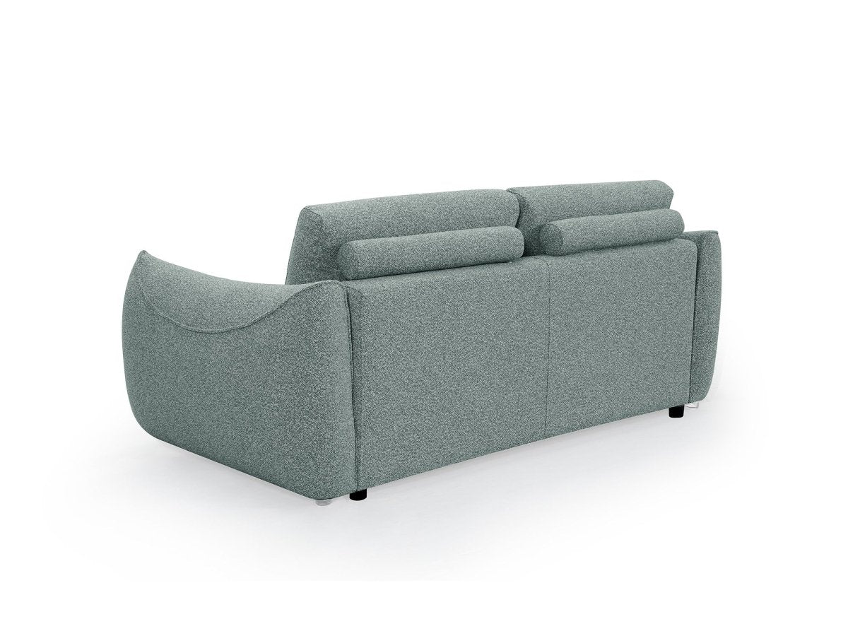 Canapé fixe 3 places en tissu bouclette vert d'eau EZRA - DécoInParis