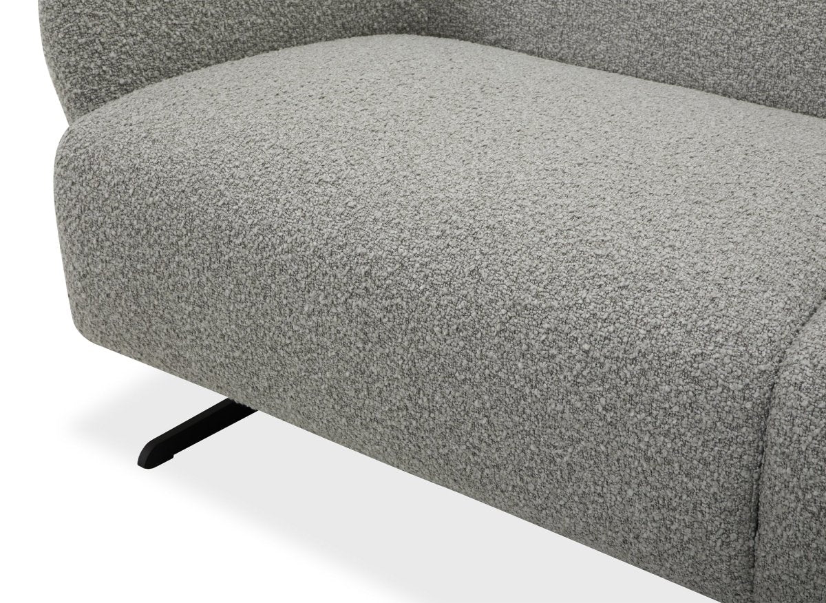 Canapé fixe 3 places en tissu effet peau de mouton gris clair LEXIE - DécoInParis