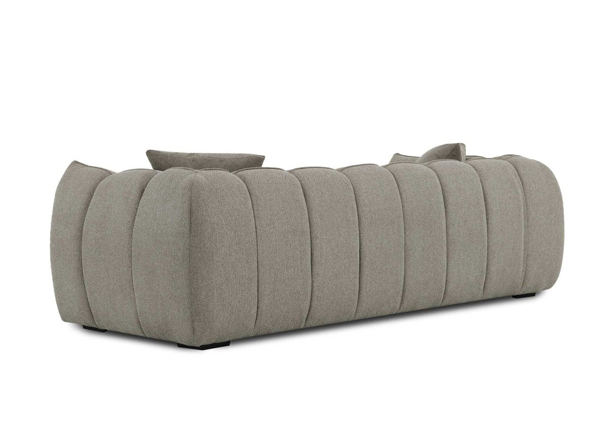 Canapé fixe 3 places en tissu taupe ALISSA - DécoInParis