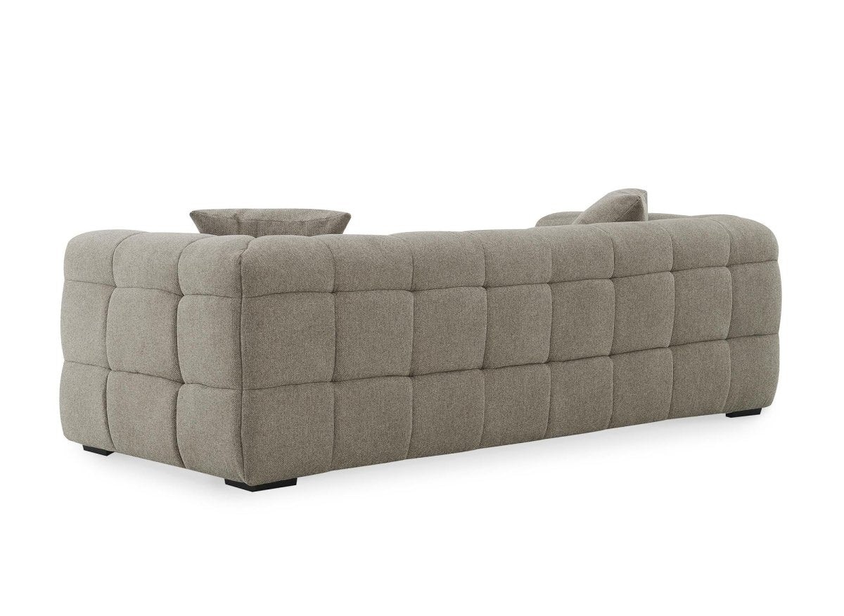 Canapé fixe 3 places en tissu taupe BELLA - DécoInParis