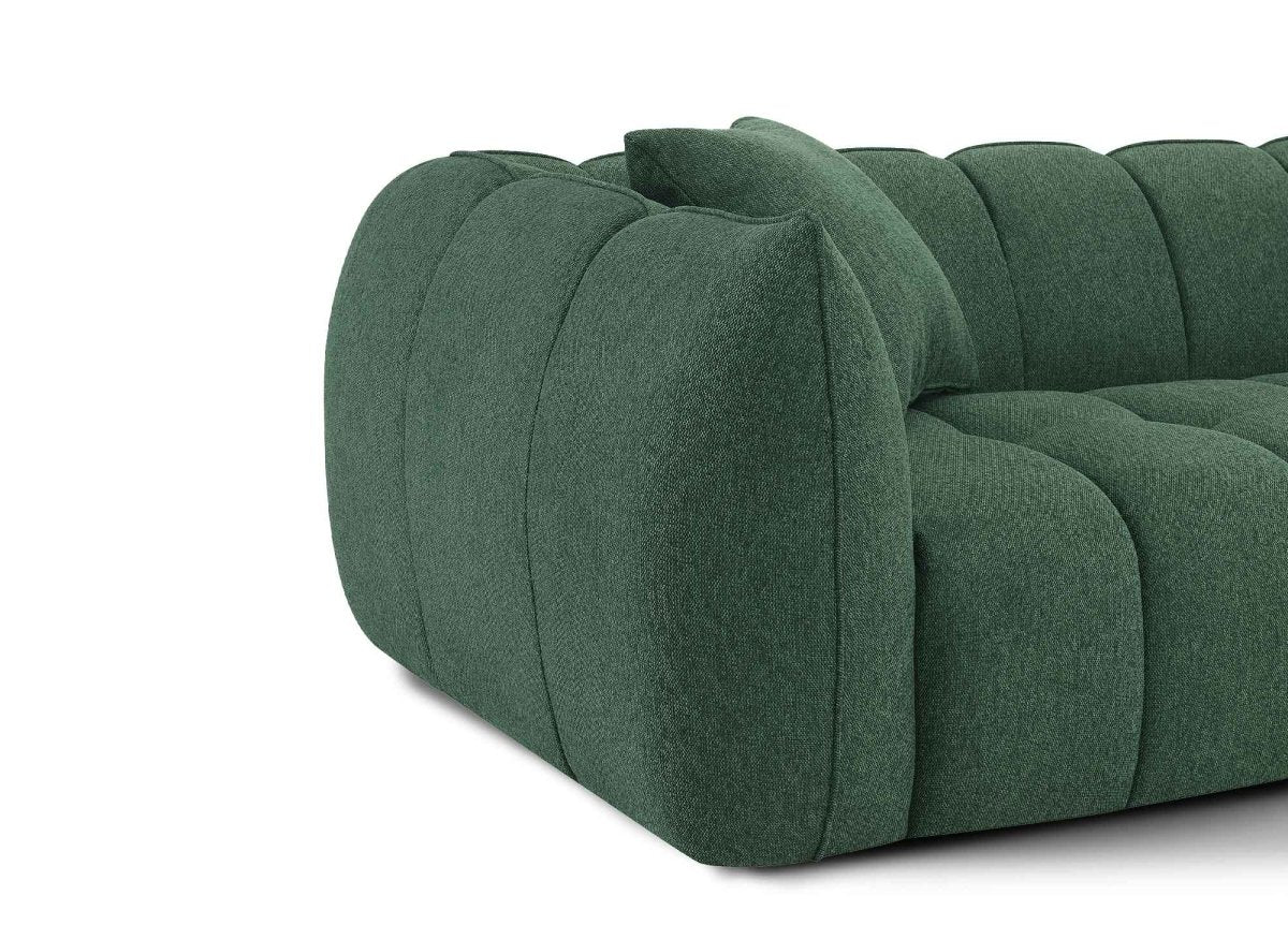 Canapé fixe 3 places en tissu vert ALISSA - DécoInParis