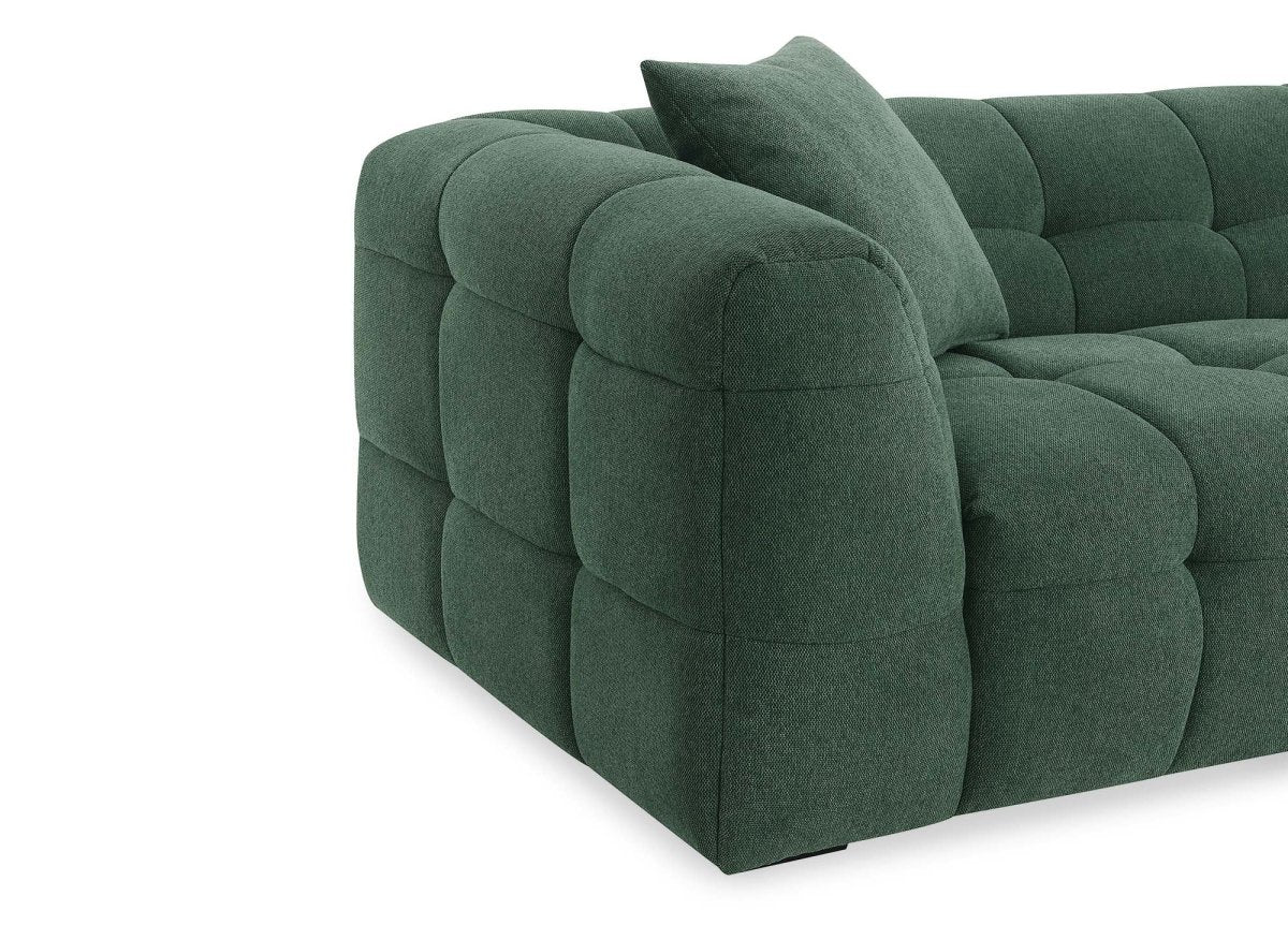 Canapé fixe 3 places en tissu vert BELLA - DécoInParis