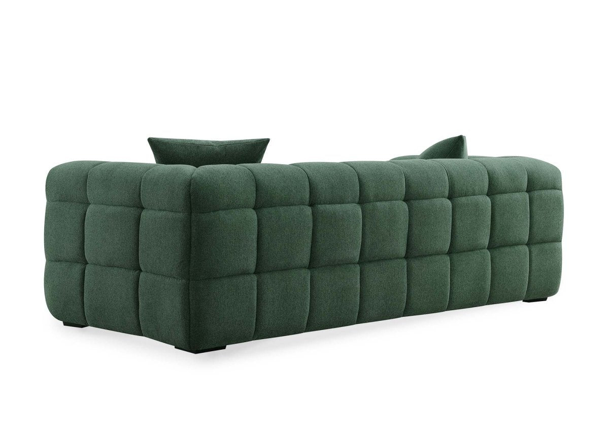 Canapé fixe 3 places en tissu vert BELLA - DécoInParis