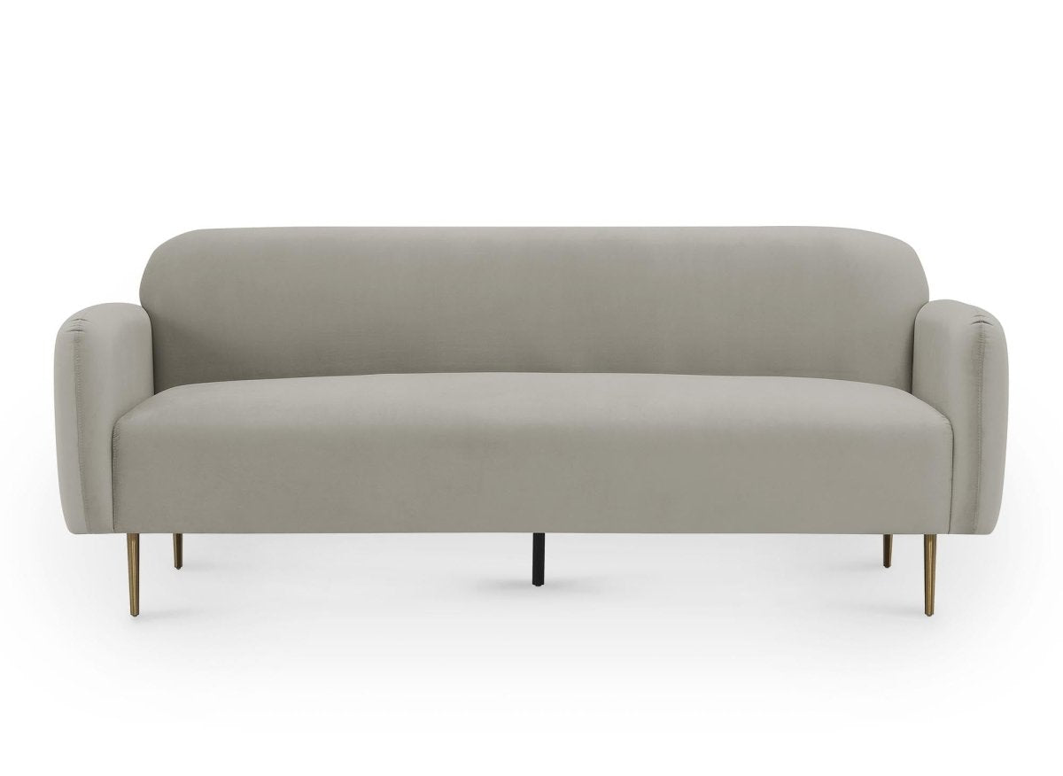 Canapé fixe 3 places en velours beige MARILYNE - DécoInParis