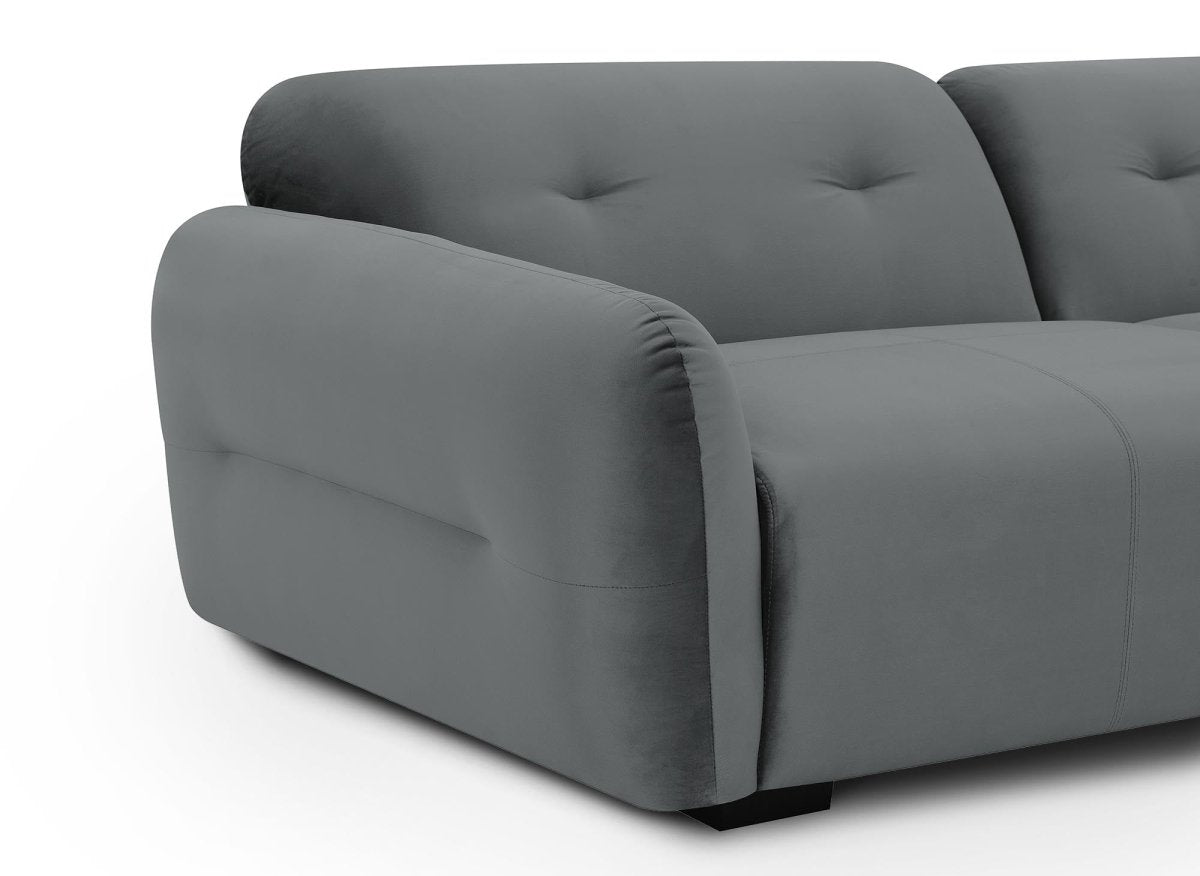 Canapé fixe 3 places en velours gris PICASSO - DécoInParis