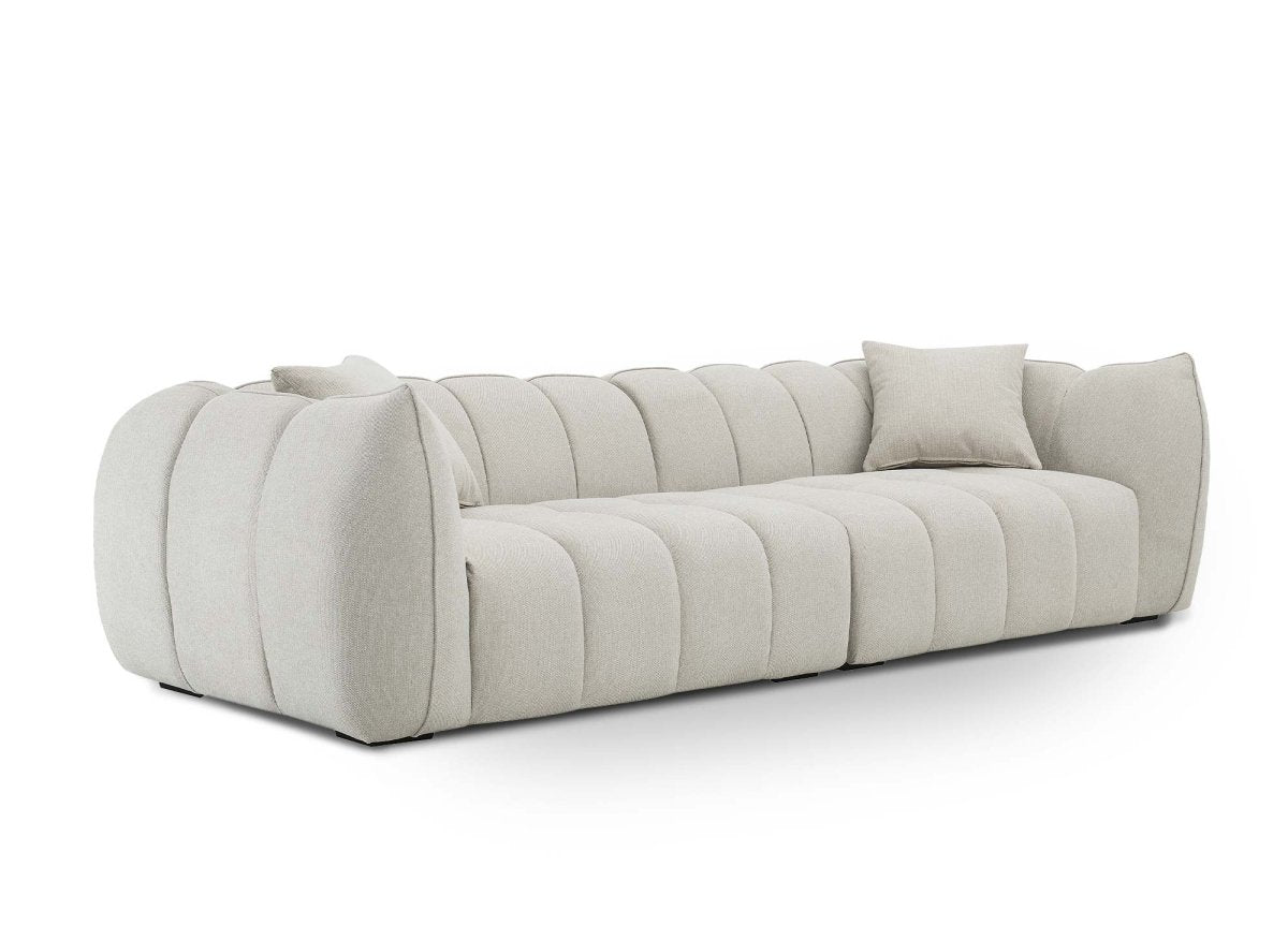 Canapé fixe 4 places en tissu beige ALISSA - DécoInParis