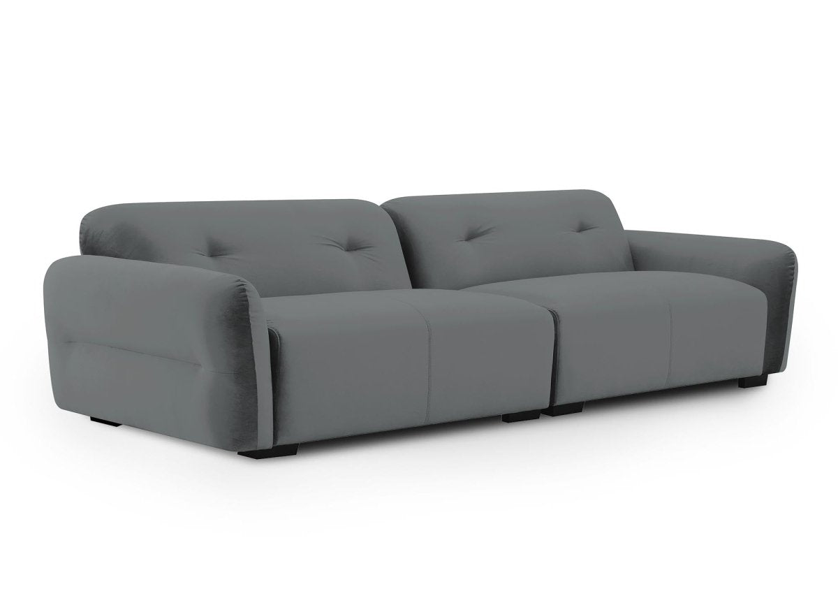 Canapé fixe 4 places en velours gris PICASSO - DécoInParis