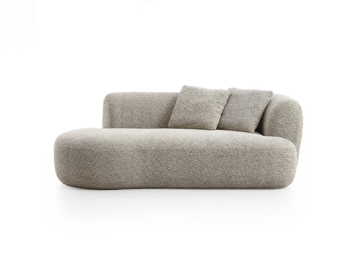 Canapé méridienne en velours texturé taupe URIEL - Angle gauche - DécoInParis
