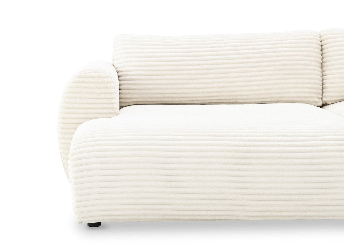 Canapé panoramique convertible avec coffre en velours gros côtelé beige TILDA - Angle droit - DécoInParis