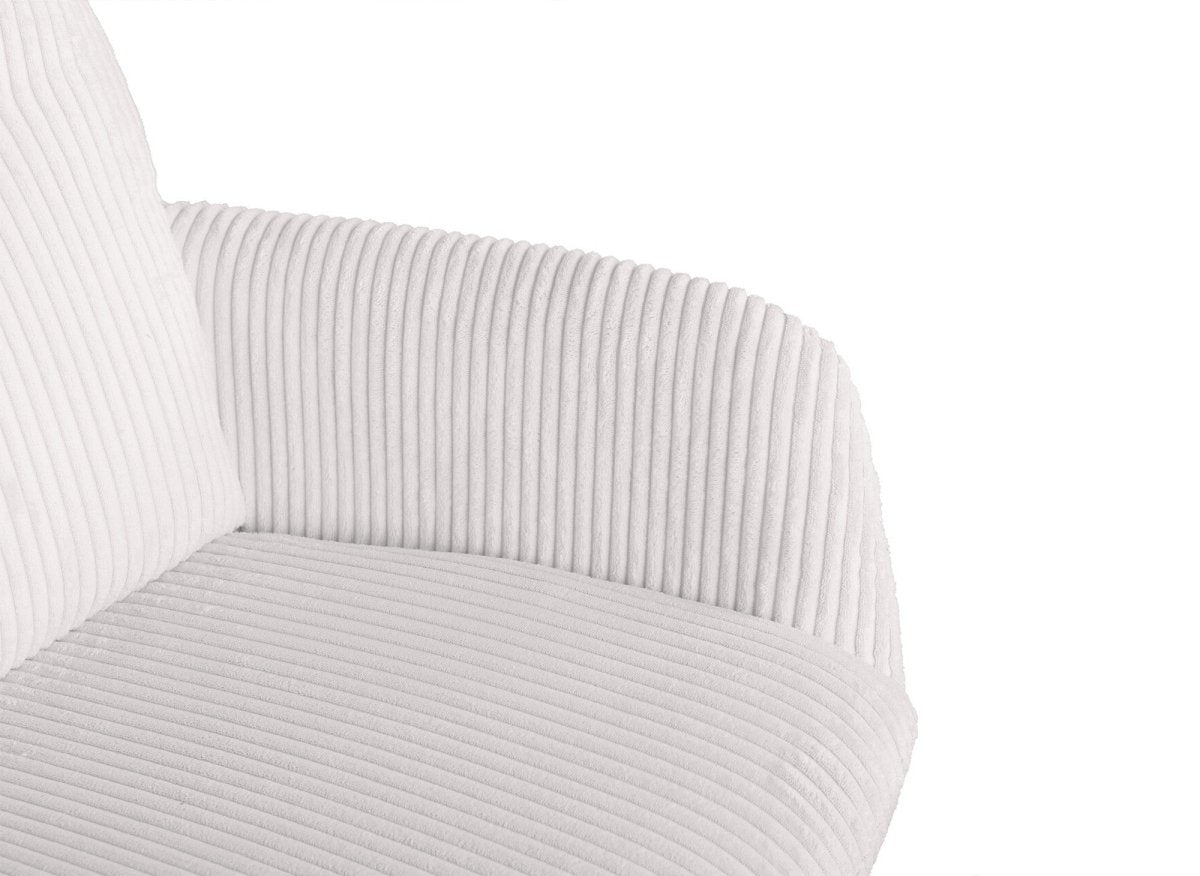 Chaise design avec accoudoirs en velours côtelé blanc écru LOLA - DécoInParis