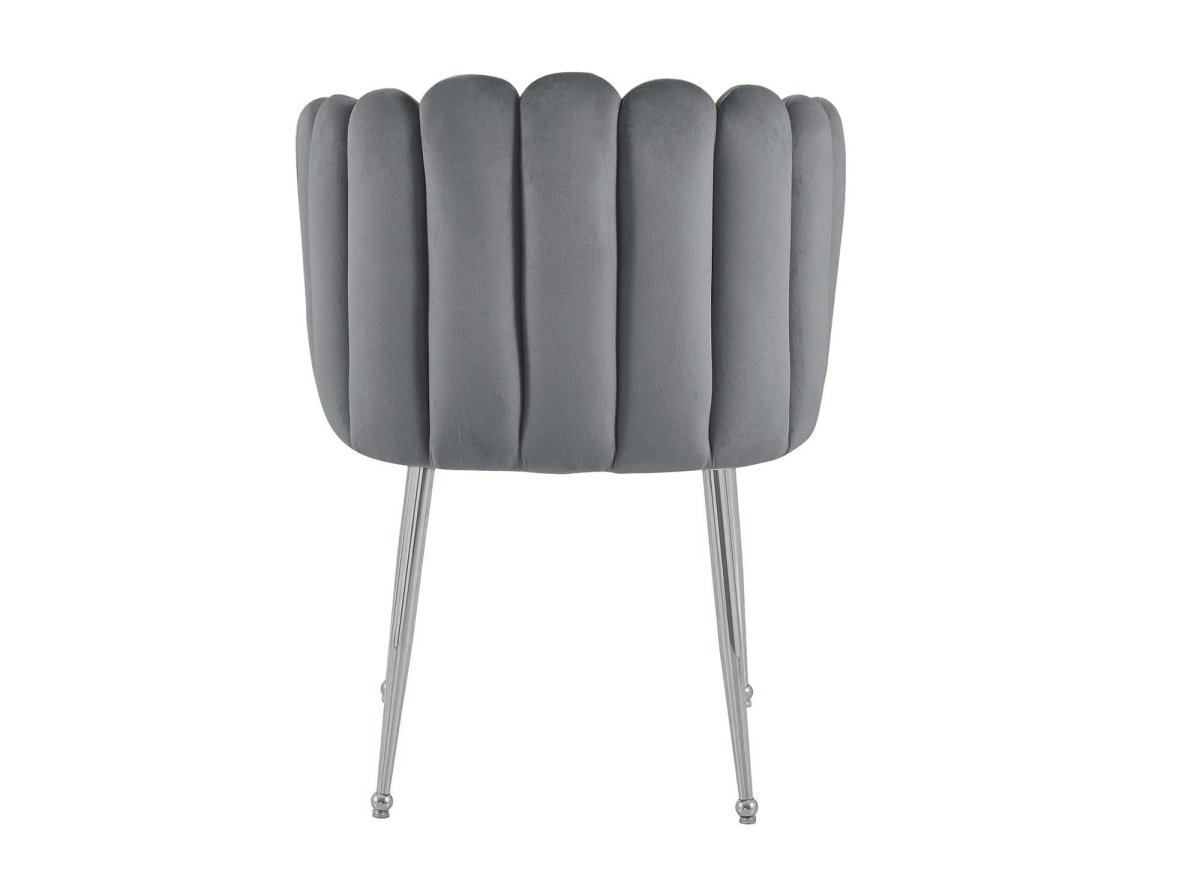 Chaise en velours gris pieds en métal argenté HAYDEN - DécoInParis
