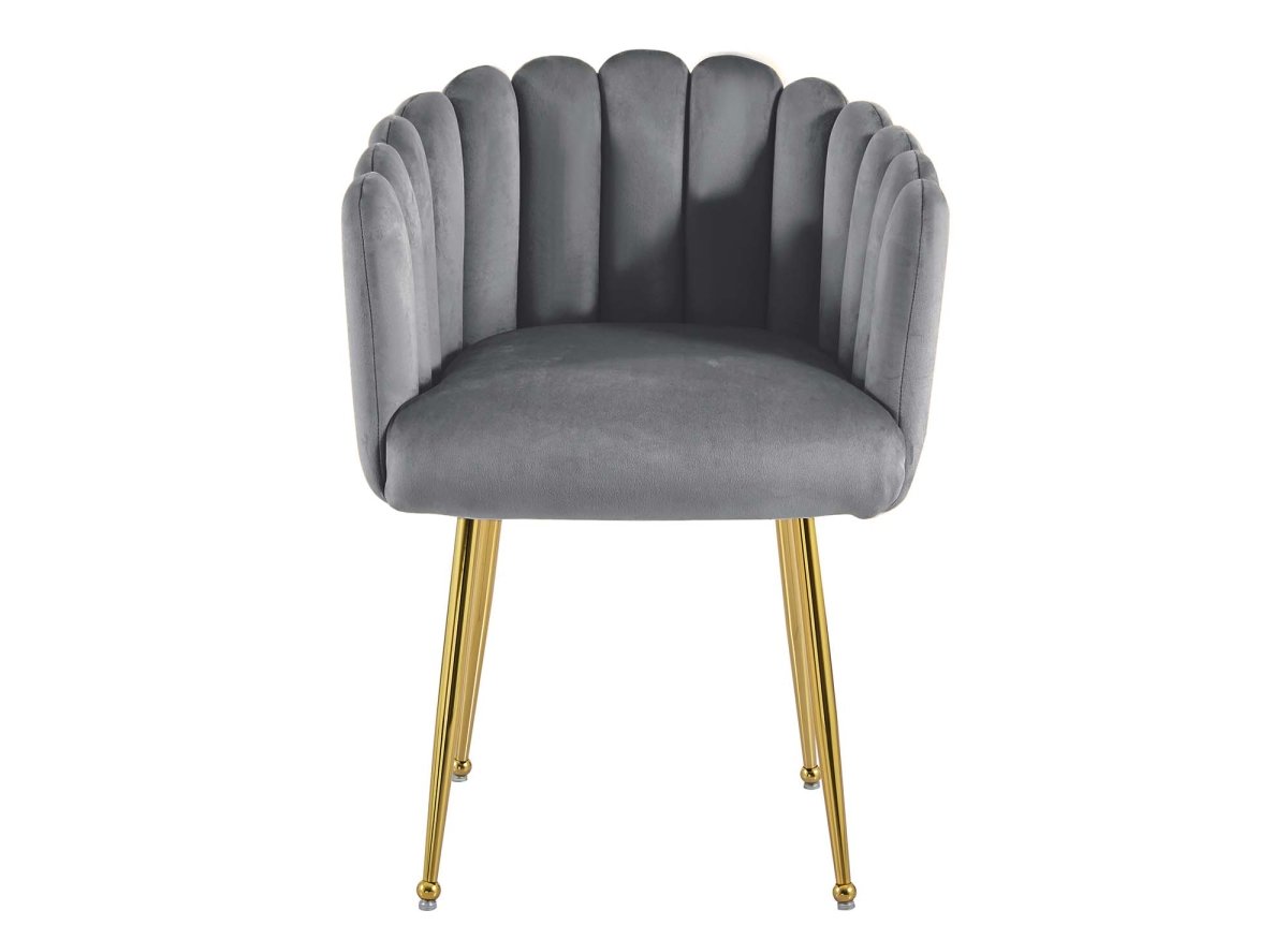 Chaise en velours gris pieds en métal doré HAYDEN - DécoInParis