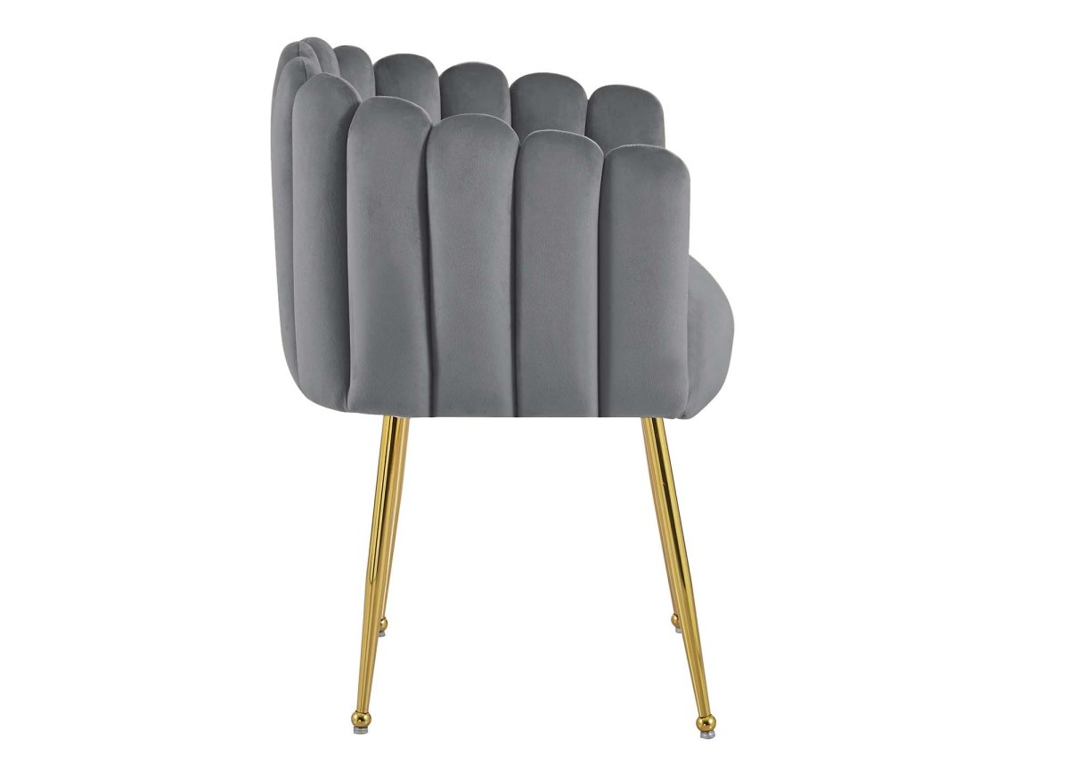 Chaise en velours gris pieds en métal doré HAYDEN - DécoInParis