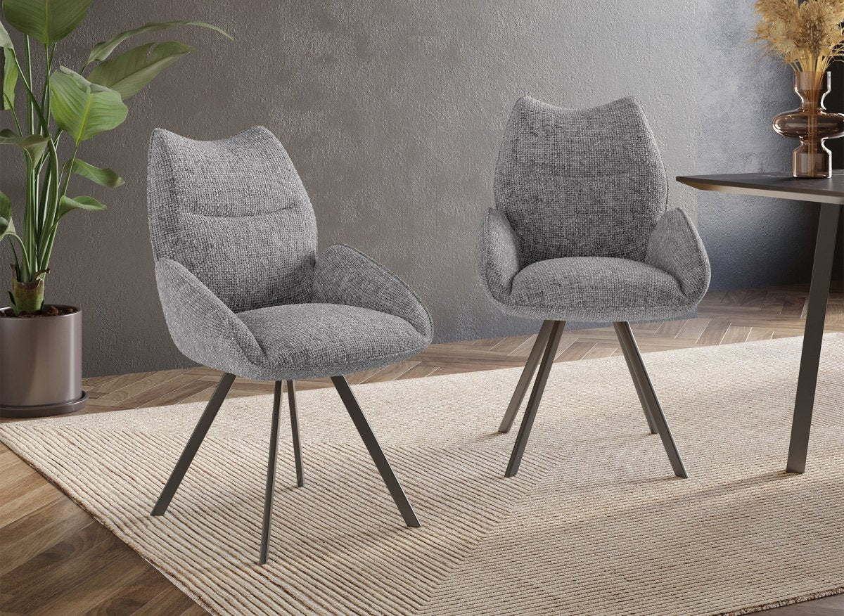Chaise pivotante avec accoudoirs en tissu gris TALIA - DécoInParis