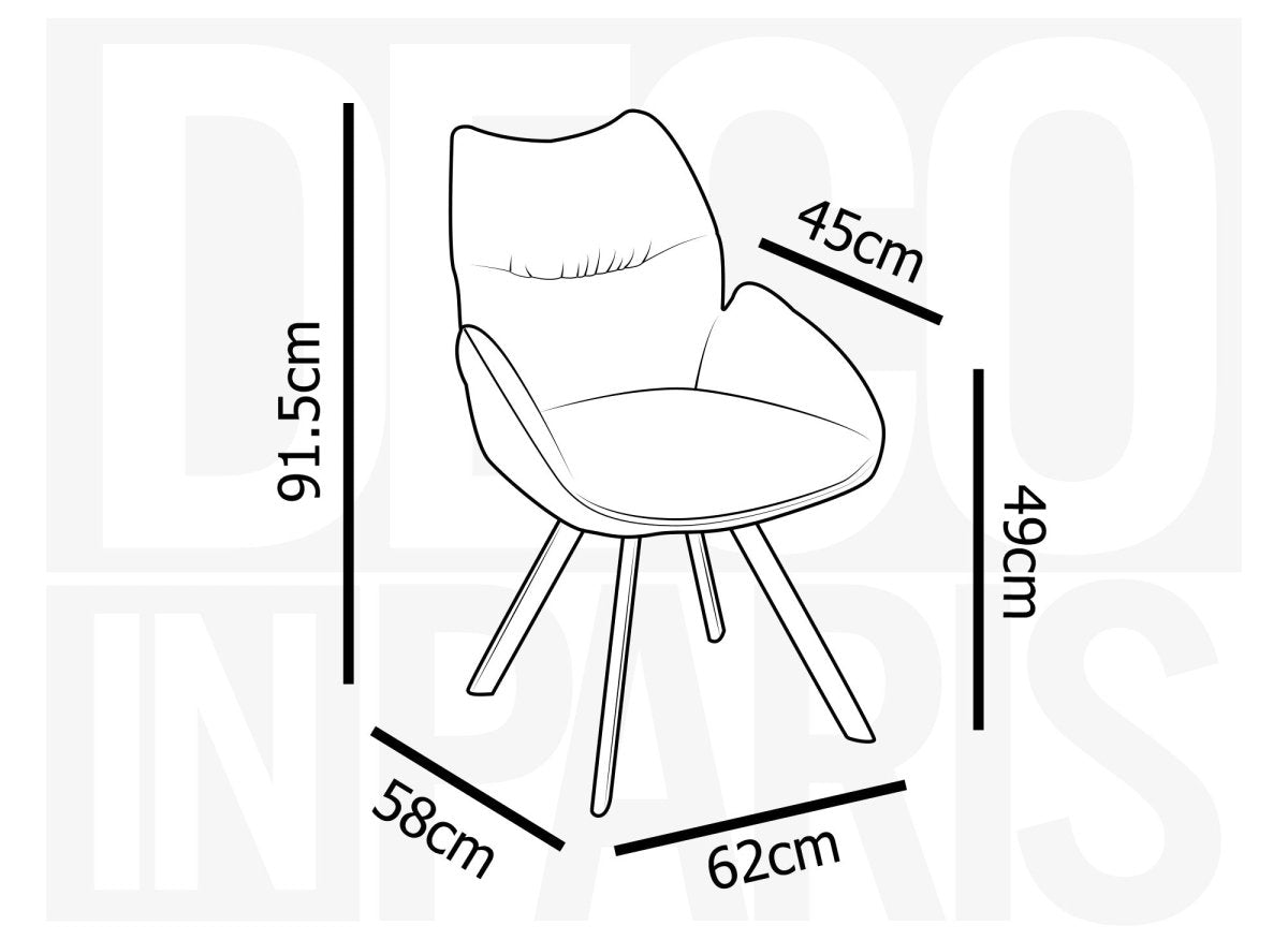 Chaise pivotante avec accoudoirs en tissu gris TALIA - DécoInParis