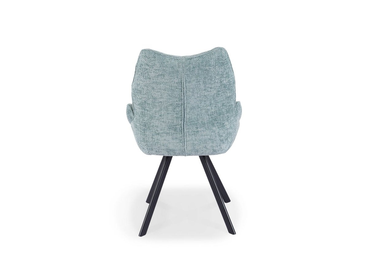 Chaise pivotante avec accoudoirs en tissu vert d'eau TALIA - DécoInParis