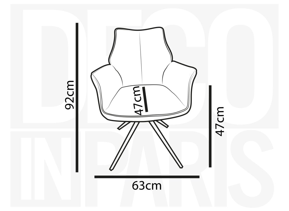 Chaise pivotante avec accoudoirs en velours et tissu bouclette beige ISALIE - DécoInParis