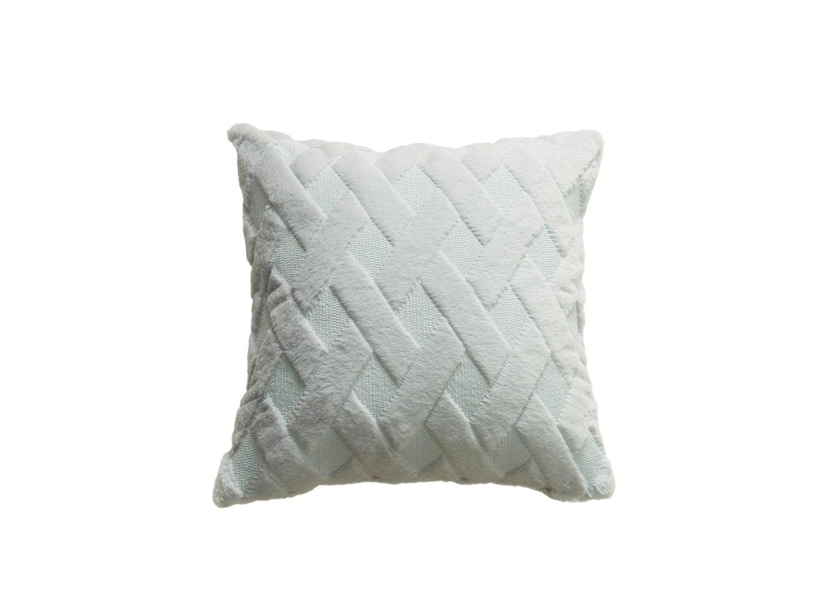 Quadratisches Kissen 45x45 cm aus grauem Florstoff mit grafischem Effe