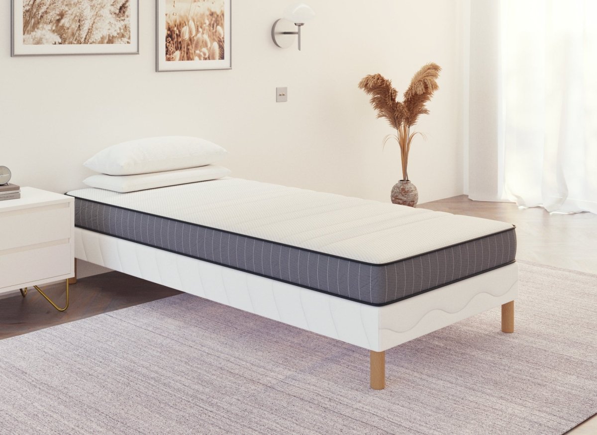 Ensemble 90x190 sommier tapissier & Matelas en mousse 15 cm WOLK - DécoInParis