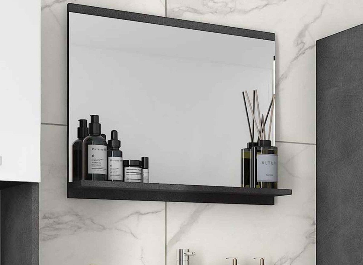 Ensemble meubles salle de bain suspendu XL - Gris foncé et blanc HARMONY - DécoInParis