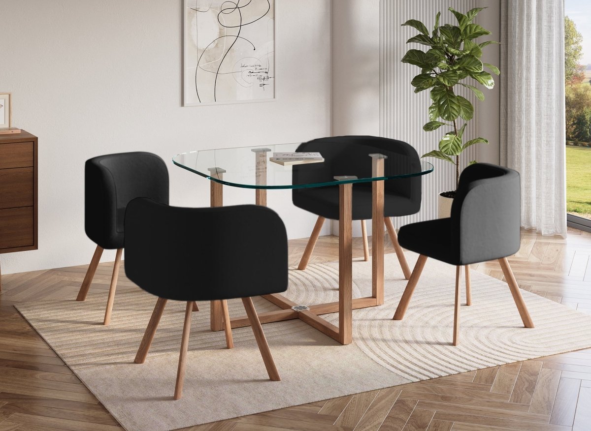 Ensemble table + 4 chaises encastrables noires FLEN - DécoInParis