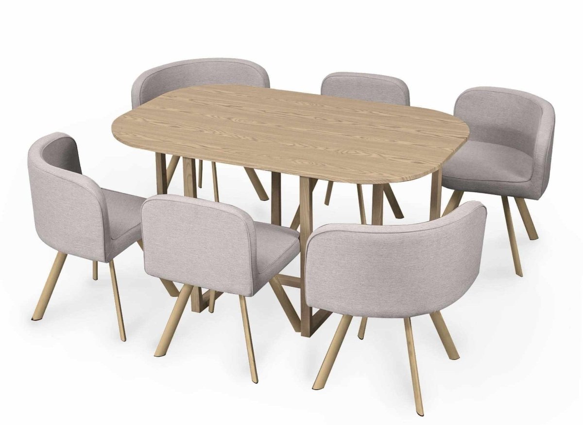 Ensemble table + 6 chaises encastrables beige FLEN XL - DécoInParis