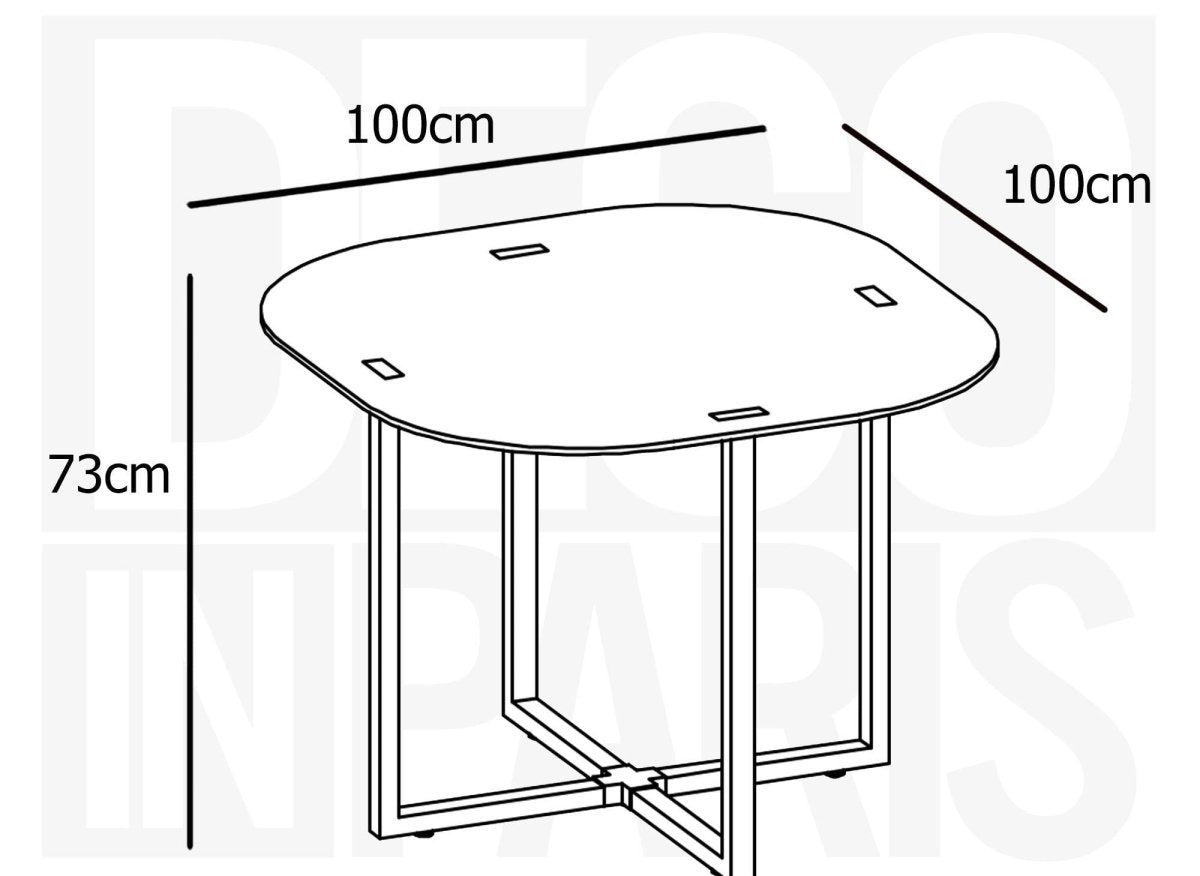 Ensemble table à manger en verre + 4 chaises noires et blanches FLEN - DécoInParis