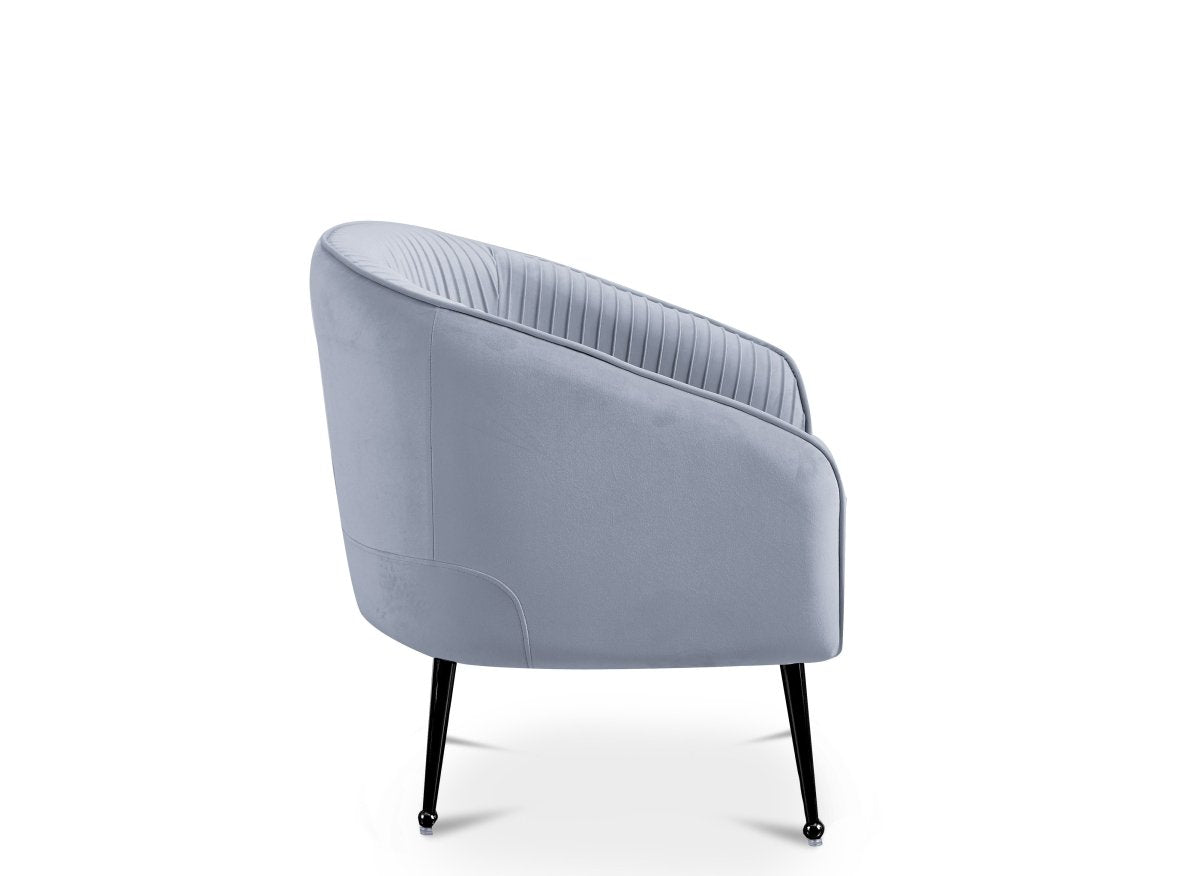 Fauteuil cabriolet en velours gris pieds noir TRECY - DécoInParis