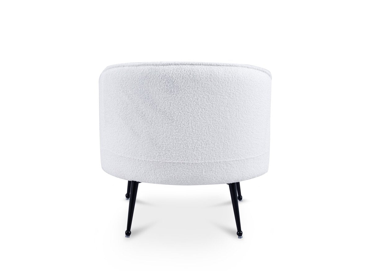 Fauteuil cabriolet tissu bouclette blanc TRECY - DécoInParis
