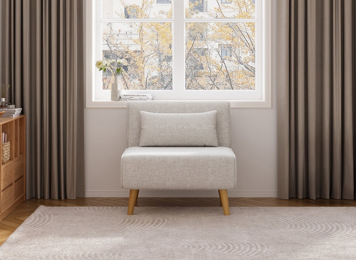 Fauteuil convertible en tissu beige TONKA - DécoInParis