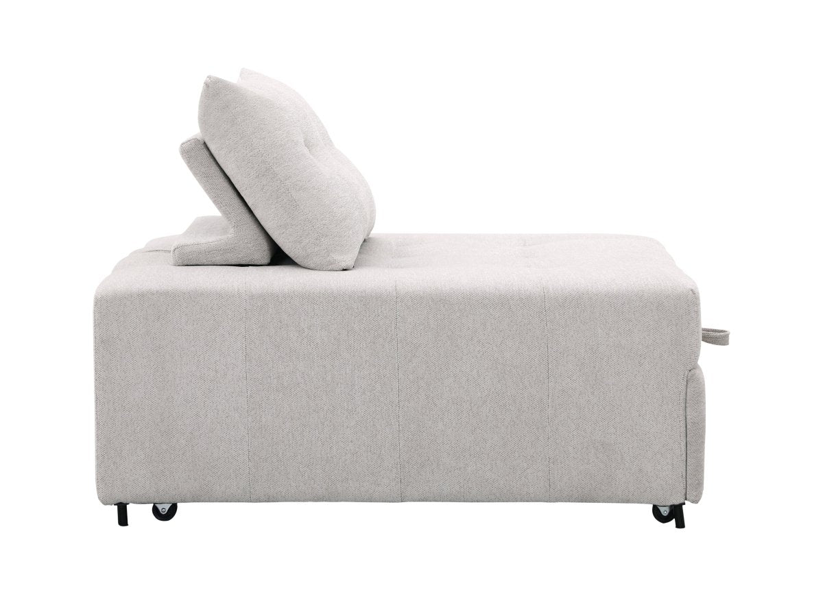 Fauteuil convertible en tissu texturé doux beige NATHEO - DécoInParis