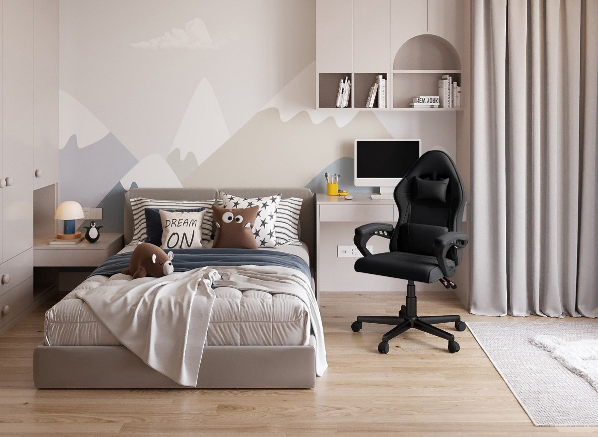 Fauteuil de bureau en tissu noir GHOST - DécoInParis