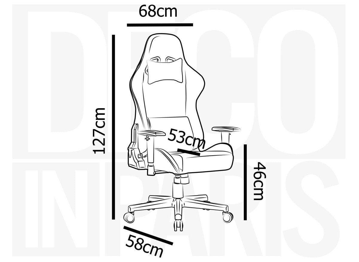 Fauteuil de bureau gaming en simili cuir noir blanc et rouge KIRA - DécoInParis