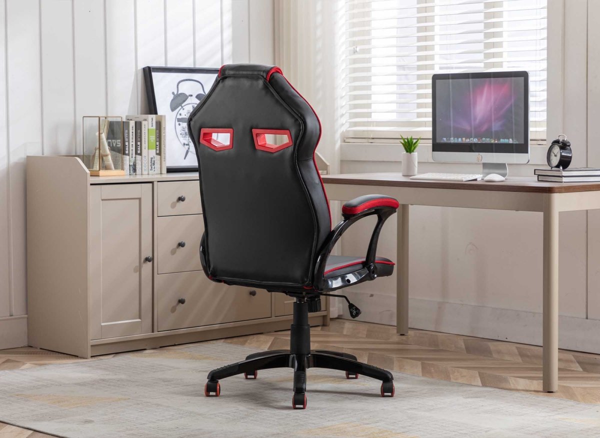 Fauteuil de bureau gaming en simili cuir noir et rouge ZONA - DécoInParis