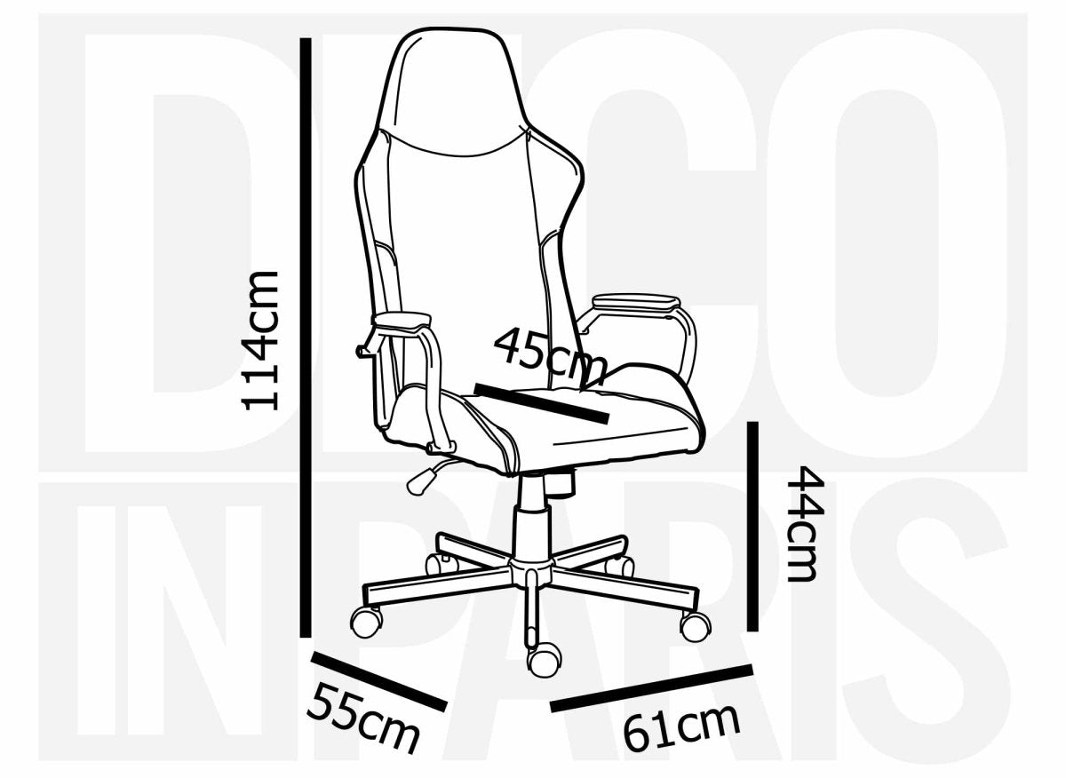 Fauteuil de bureau gris en simili cuir ATOMIC - DécoInParis