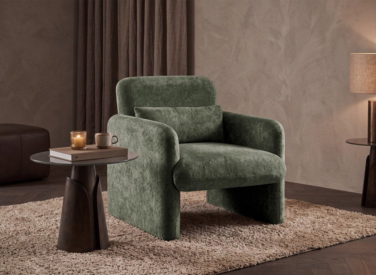 Fauteuil en velours vert PAMIO - DécoInParis