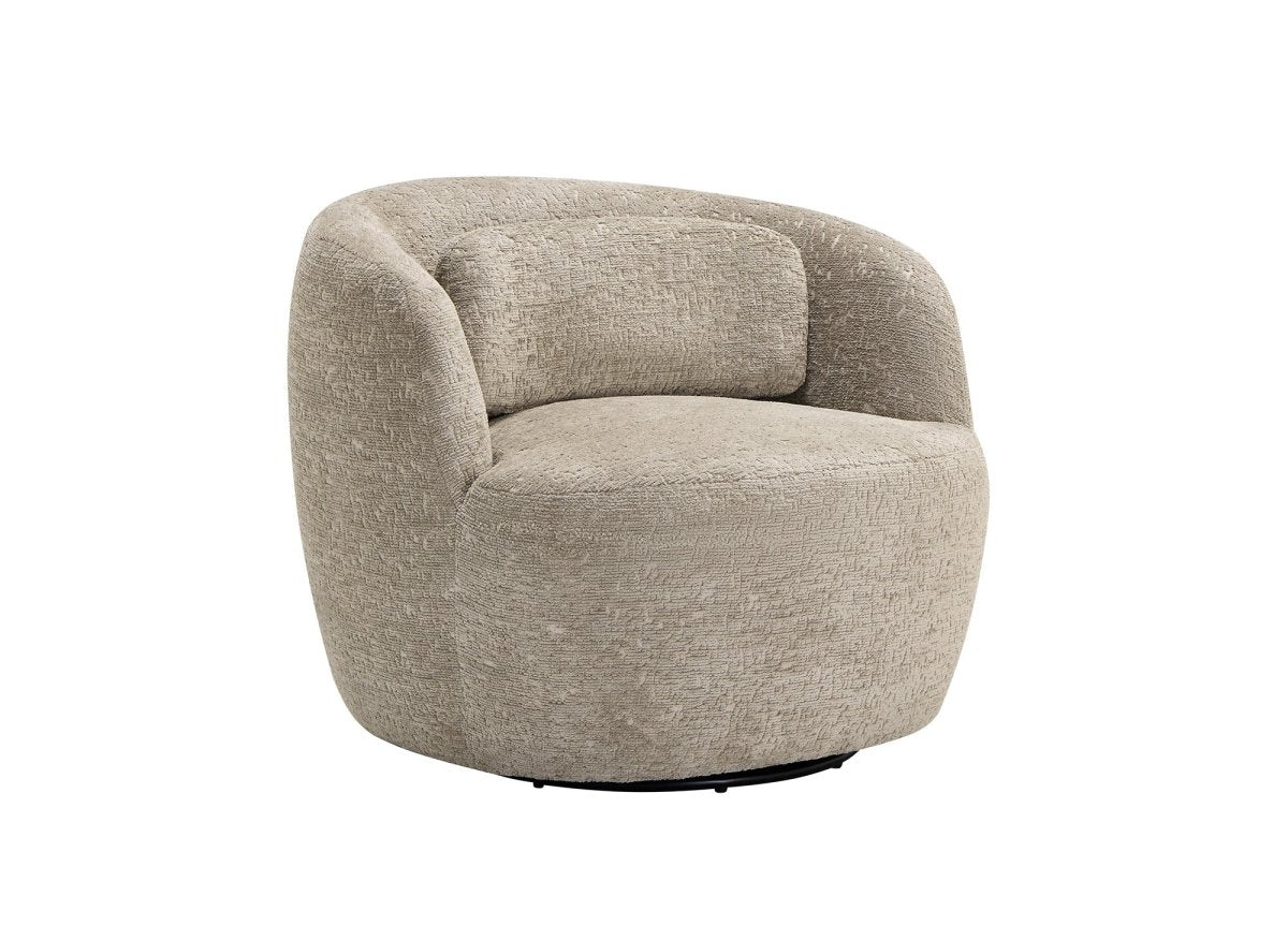 Fauteuil pivotant en bouclette taupe OLIPA - DécoInParis