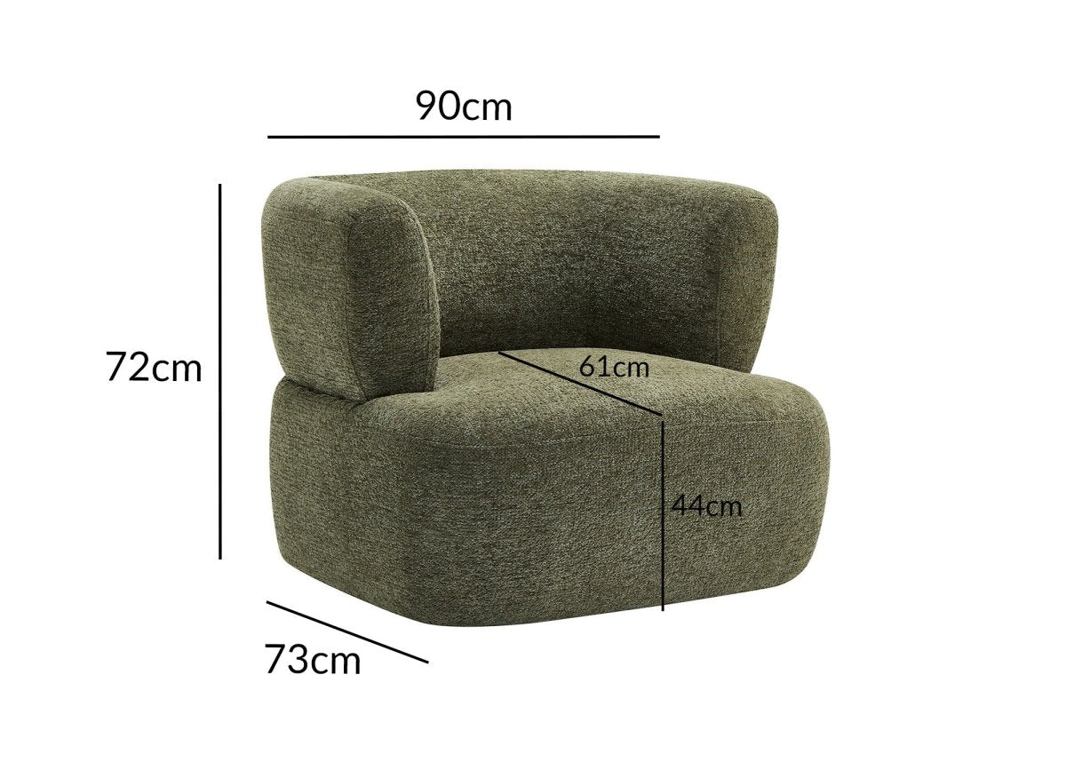 Fauteuil pivotant en velours vert olive MIAMI - DécoInParis