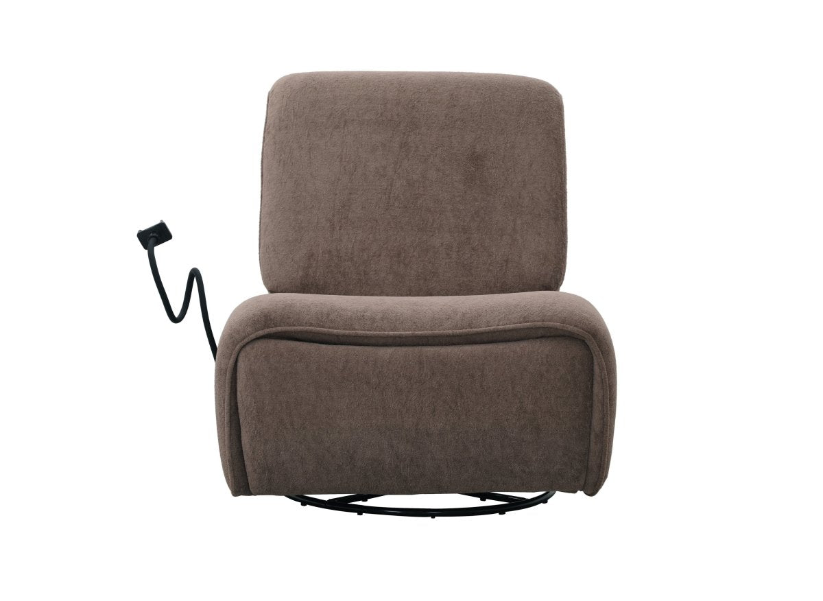 Fauteuil relax électrique en tissu à poils doux taupe PAOLO - DécoInParis