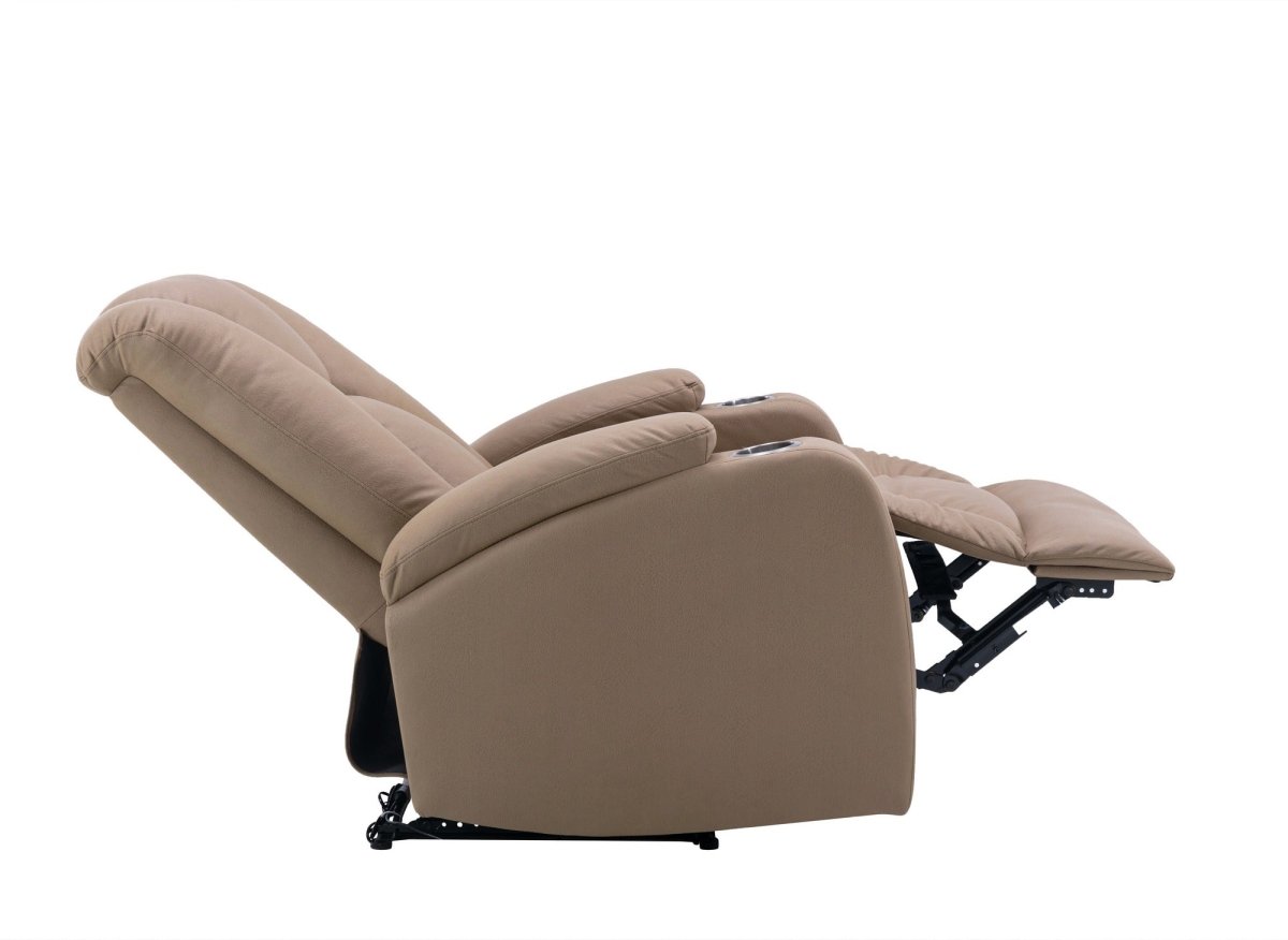 Fauteuil relax électrique en tissu microfibre beige EL CLARENCE - DécoInParis