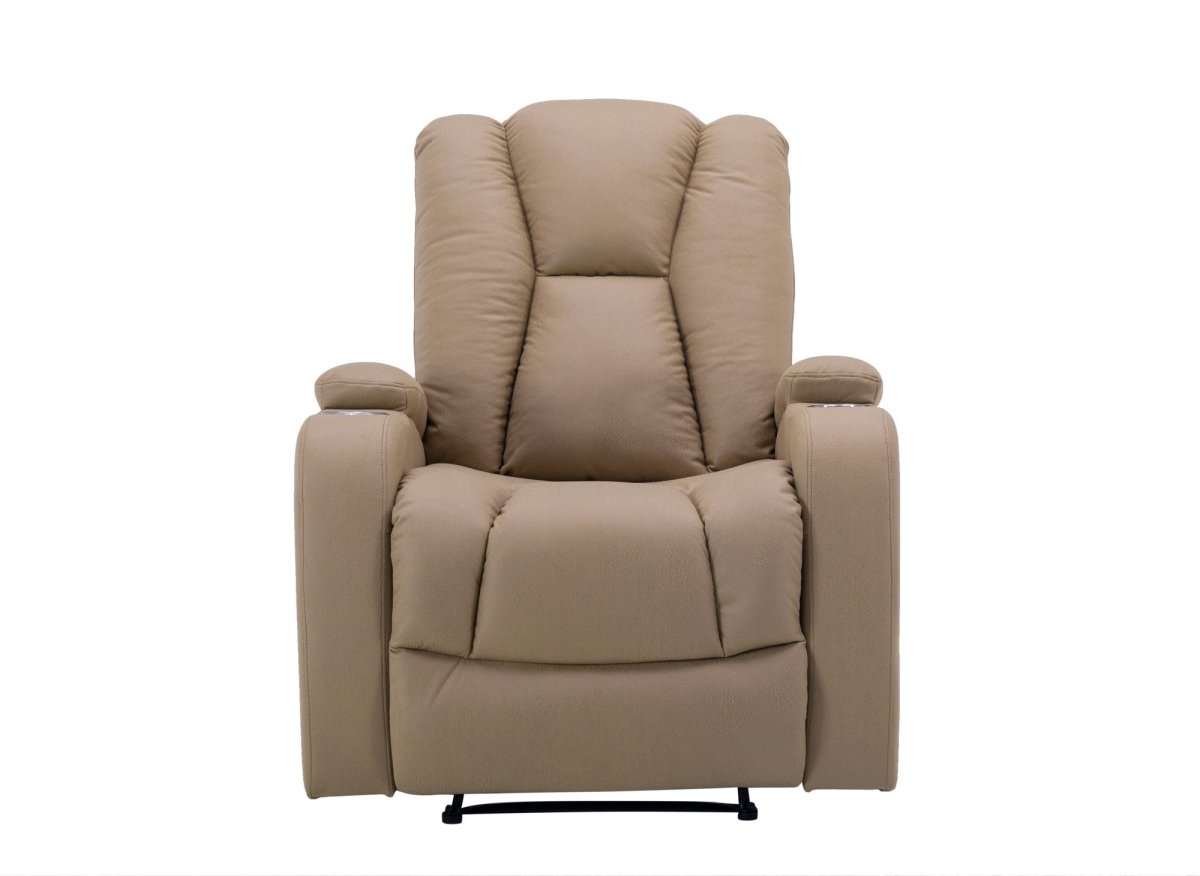 Fauteuil relax électrique en tissu microfibre beige EL CLARENCE - DécoInParis